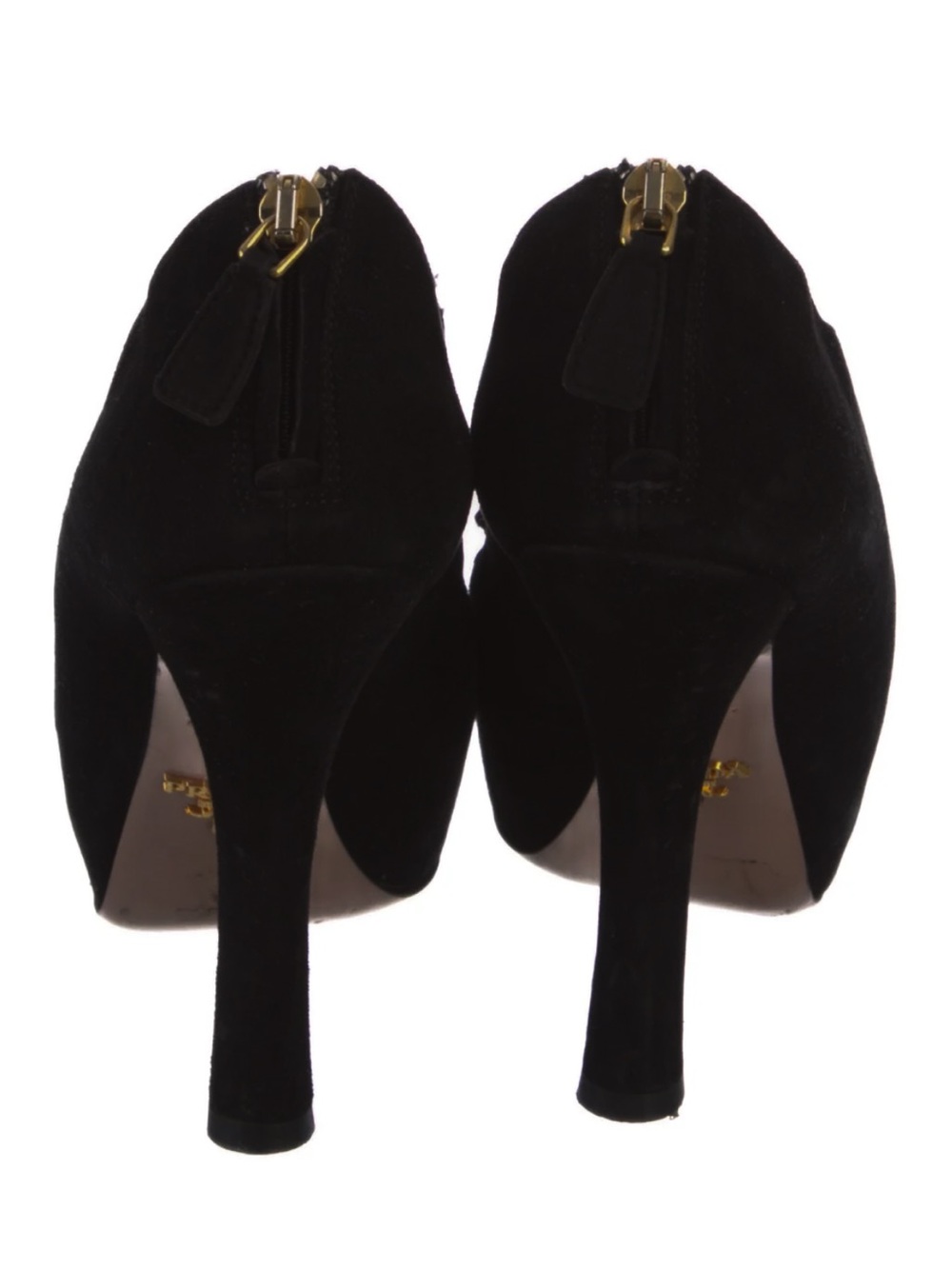 Prada Black Suede Caged Lace-Up Spool Heel Pumps 37 - Picture 3 of 4